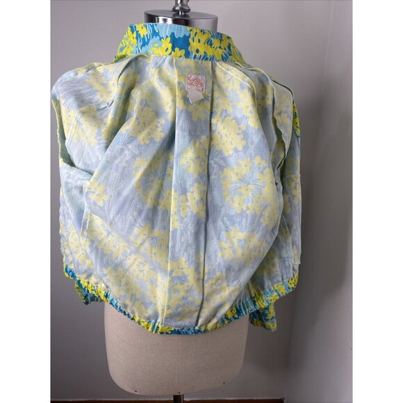 Vintage 1960’s 1970’s The Lilly Pulitzer Zip Up Jacket Sz S Blue Yellow Floral - Picture 7 of 8